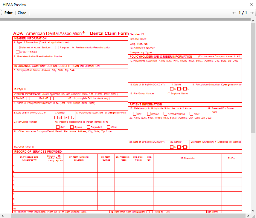 A Dental claim form 2024.