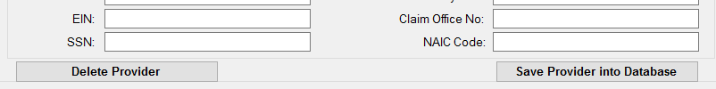 The "Delete Provider" and "Save Provider into Database" buttons.