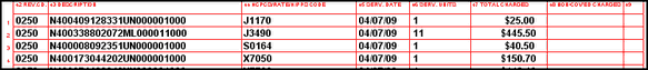 The NDC information as shown in the UB-04 form.