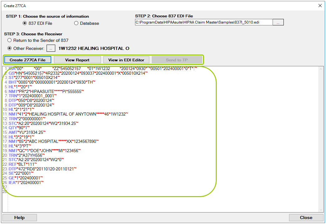 277CA processing options.