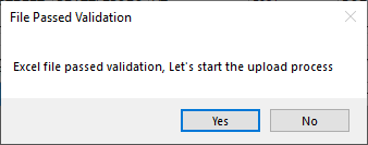 The pop-up window confirming the data has no errors.