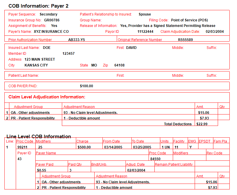 This is a sample of COB Information page.