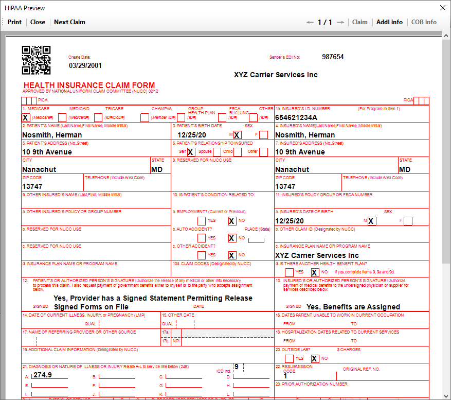 Form with facsimile mode active.