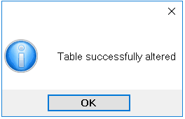 This message confirms that the changes were made to the table.