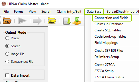 "Connection and Fields" option.