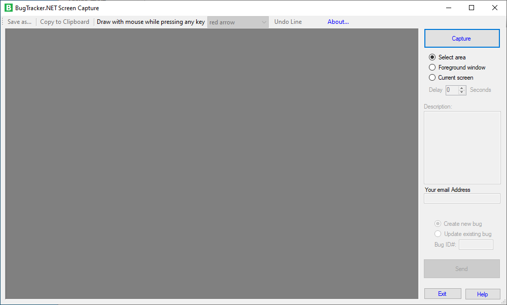 The "BugTracker.Net Screen Capture" window.