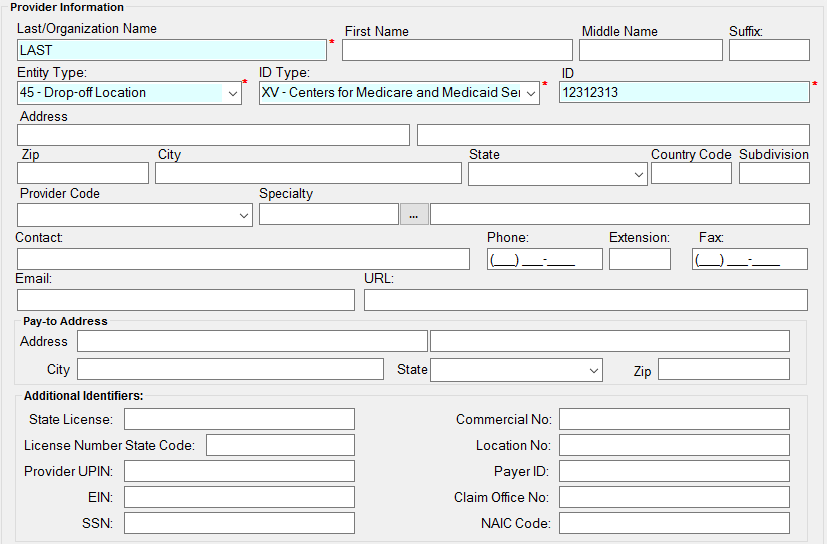 The "Provider Information" panel.