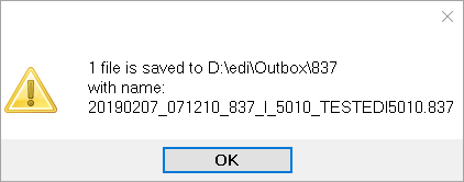 Pop-up confirmation of file saved.