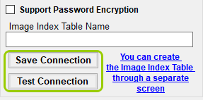 The "Save Connection" and "Test Connection" buttons.