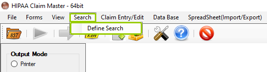 The "Define Search" option is under the "Search" tab.