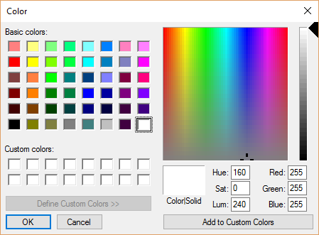 The color selection window.