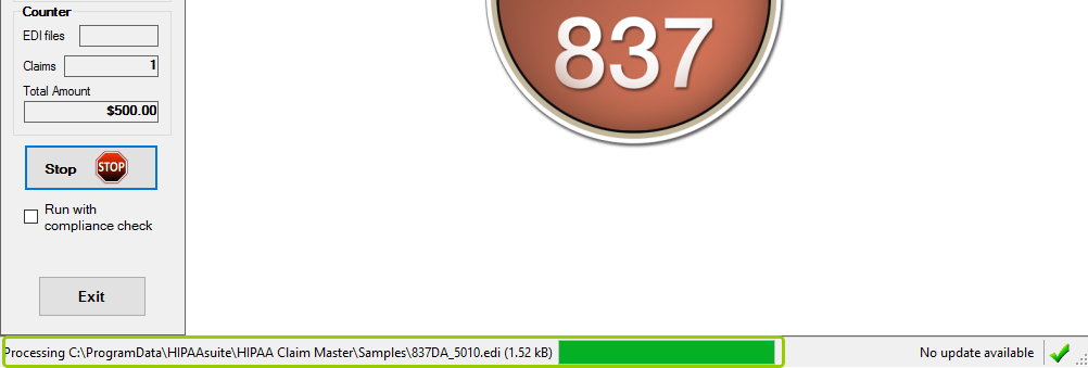 The status bar is in the main window menu.