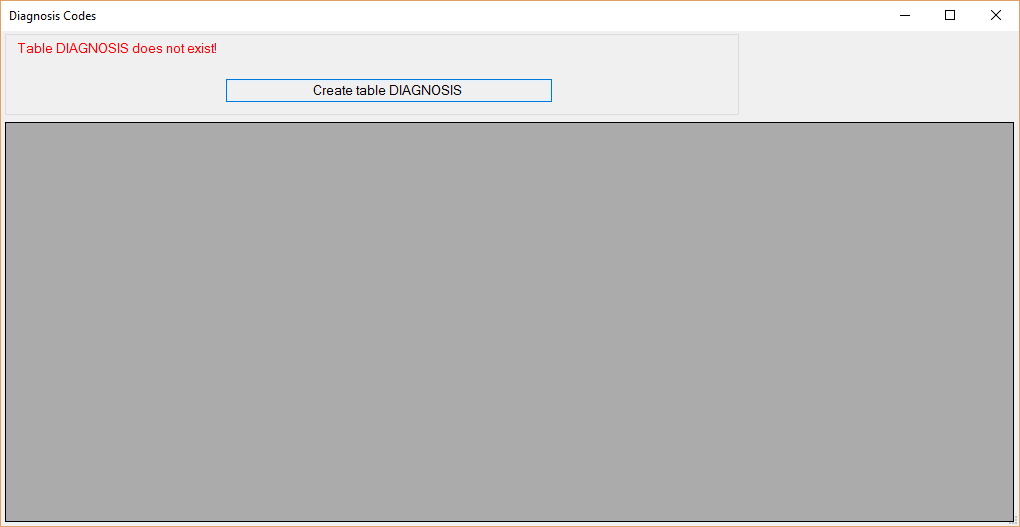 The "Diagnosis Codes" window.