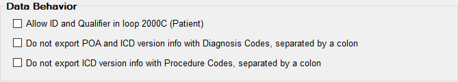 The "Data Behavior" box is in the "Specific Options" window.