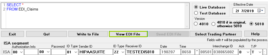 The "View EDI File" button.