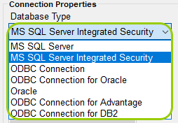 The "Database Type" drop-down menu.