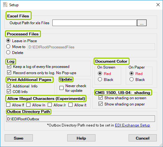  The "Setup" window.