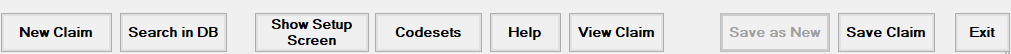 The "Action Buttons" of the "Professional Claim" window.