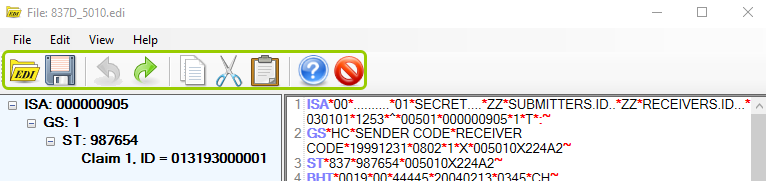 The "EDI Taskbar" is in the "EDI Editor" window.