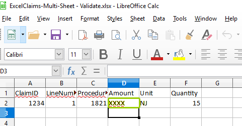 Sample image of an invalid field from an import file.