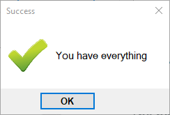 The confirmation message that all fields necessary are present.