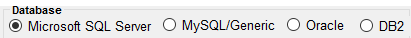 The "Database" type options.