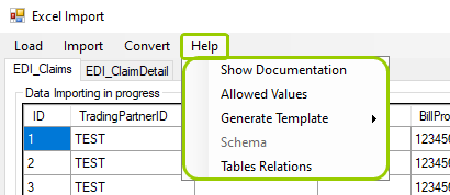 The �Help� tab options.