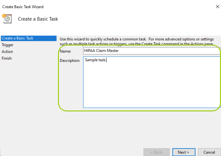 Fill in the "Name" and "Description" text boxes.