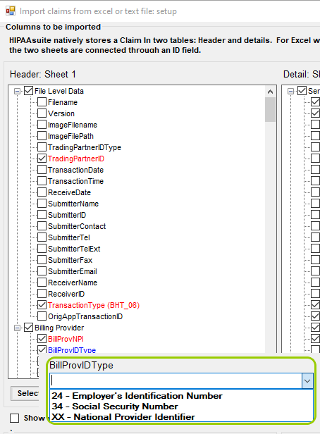 The drop-down with options for a blue field.
