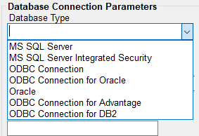 The drop-down menu of database types.