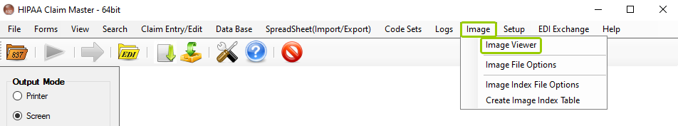 The "Image Viewer" option is in the main menu window.