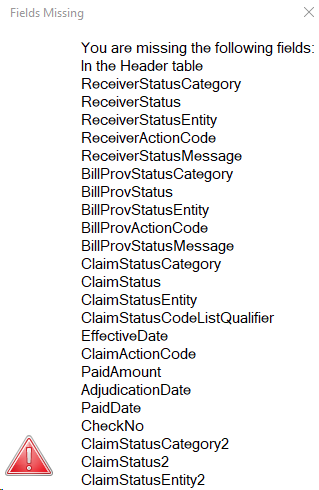 A pop-up message will notify you of any missing fields.
