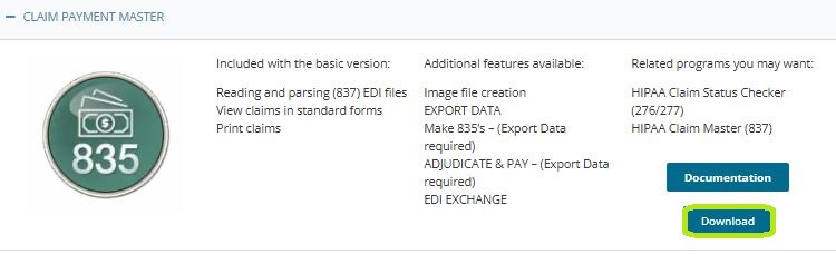The "Downloads" page with the "Download" button next to the desired product.