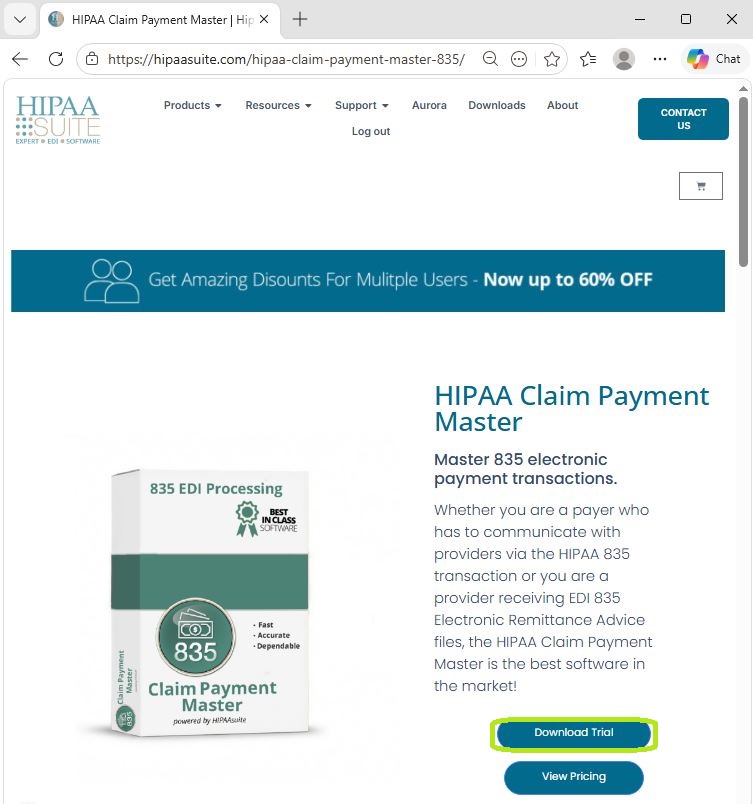 The HIPAA Claim Payment Master information page. 