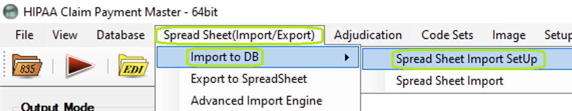 The "Import to DB" window. The "Import to DB" window.