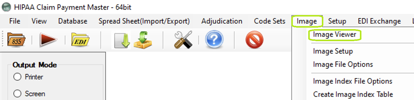 The "Image Viewer" option is in the main menu window. The "Image Viewer" option is in the main menu window.
