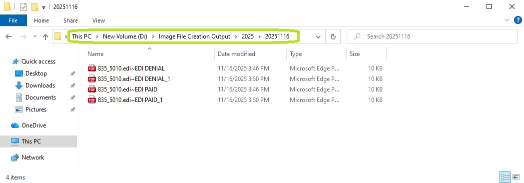The "Image Index Output" folder is where images can be found.
