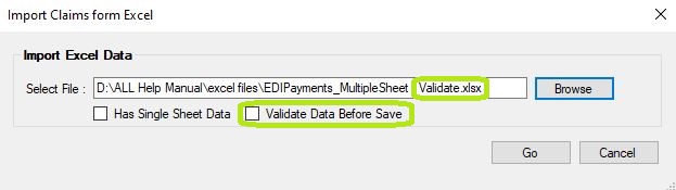 Sample of the file with an invalid field in the "Import Claims from Excel" window. Sample of the file with an invalid field in the "Import Claims from Excel" window.