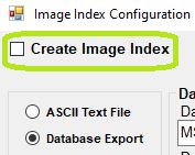 The "Create Image Index" checkbox.