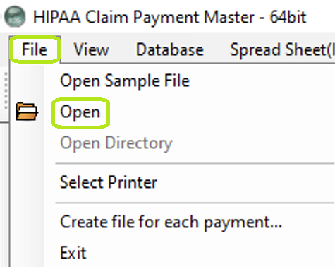 Click the "Open" option to search for an EDI file.