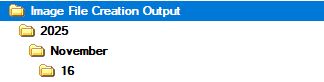 The folder structure in "Year, Month and Day" mode.