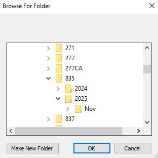 Pop-up window to choose file path.