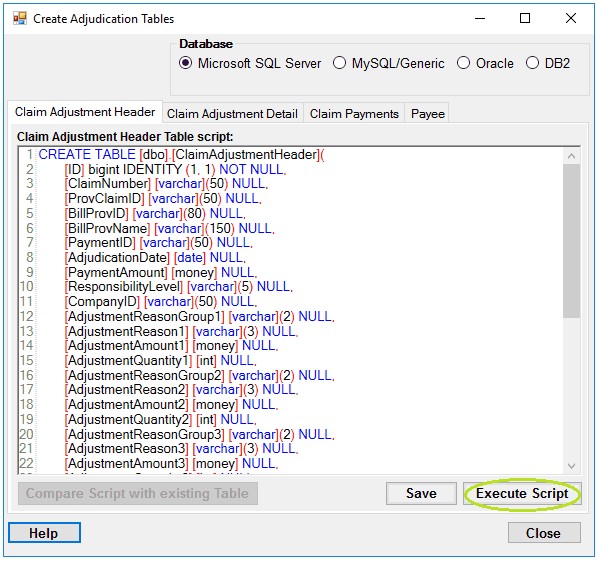 Table Creation screen. Table Creation screen.