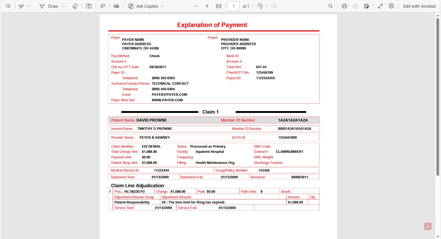 View of a PDF claim file. View of a PDF claim file.
