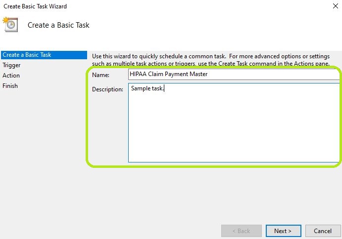 Fill in the "Name" and "Description" text boxes.