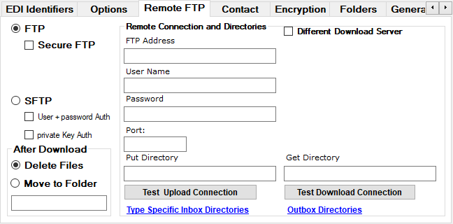 The "Remote FTP" tab.
