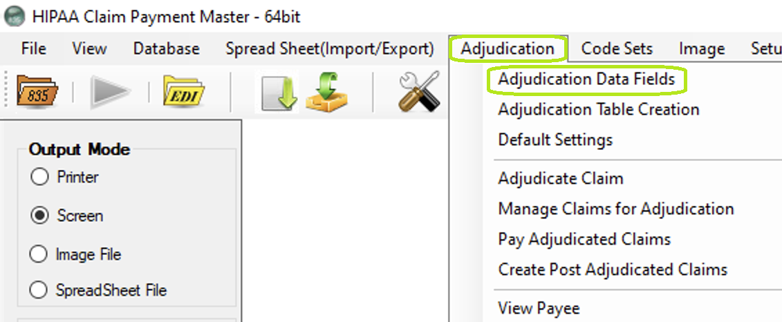 Adjudication Data Fields in the menu. Adjudication Data Fields in the menu.