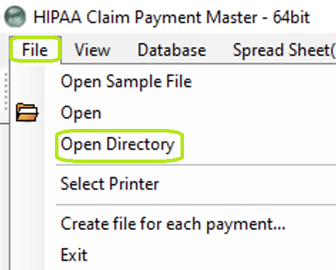 The "Open Directory" menu.