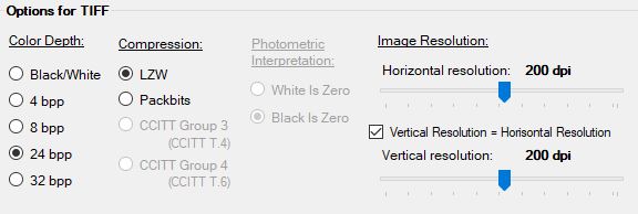 This box allows you to modify TIFF settings. This box allows you to modify TIFF settings.