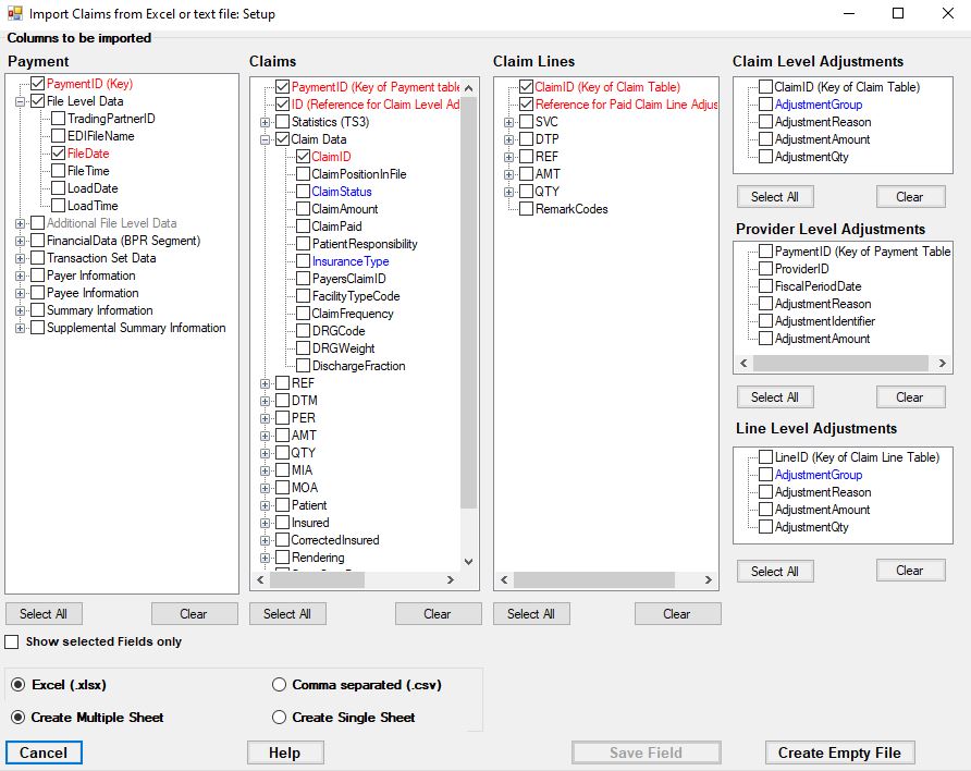 The "Spread Sheet Import SetUp" window. The "Spread Sheet Import SetUp" window.